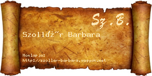 Szollár Barbara névjegykártya